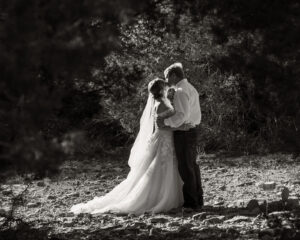 First look with bride and groom outdoors in texas