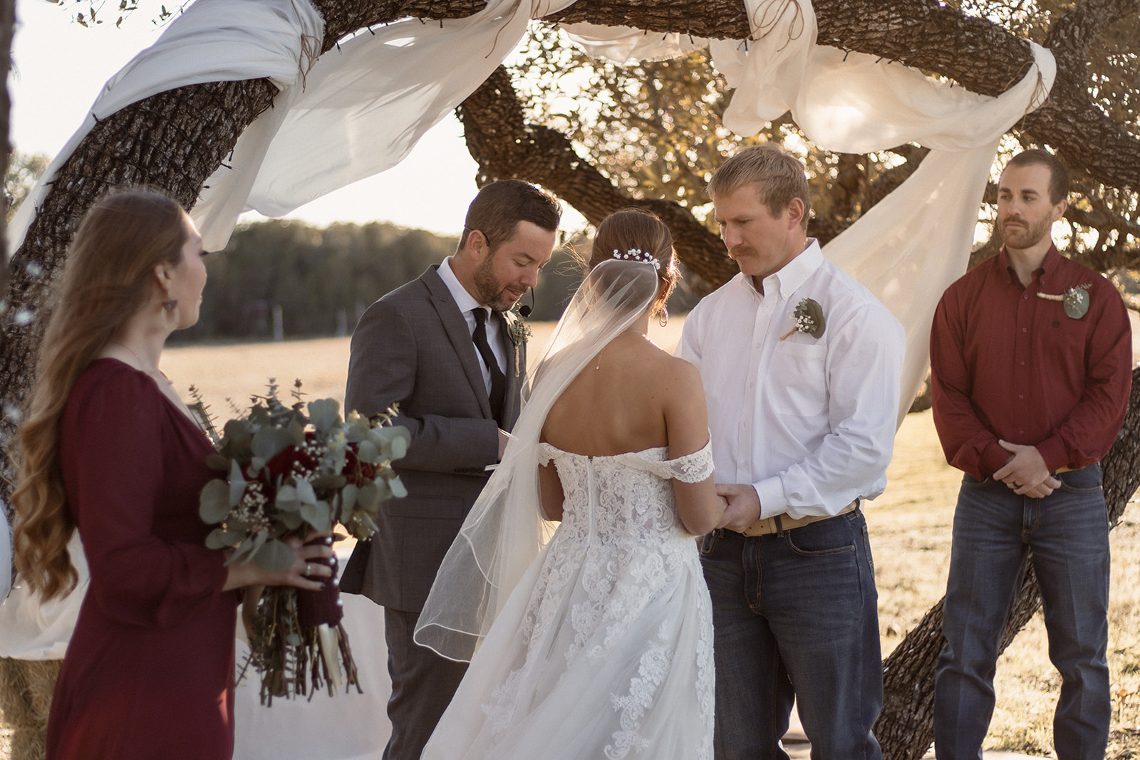 Bride and groom at outdoor ceremony