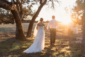 Bride and groom portraits at sunset