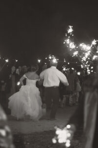 Bride and groom at sparkler exit