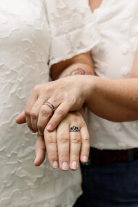 Couple with colorful engagement rings