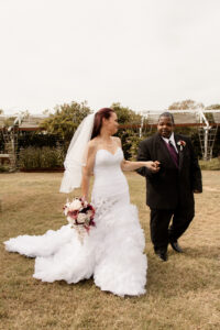 Outdoor wedding photoshoot of bride and groom