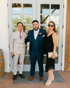 Groom and parents