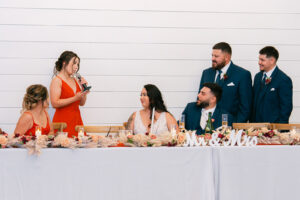 Maid of Honor giving wedding speech