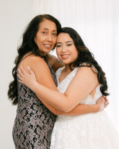 Bride and mother getting ready photos