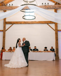 Father of bride and bride dancing