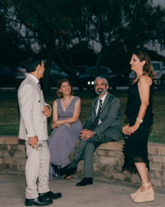 Guests outside during wedding reception