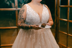 Bride with cake slice