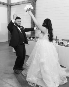 Bride and groom dancing