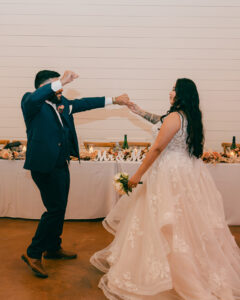 Bride and groom dancing