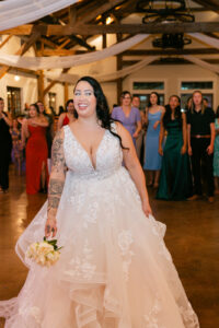 Bride throwing bouquet